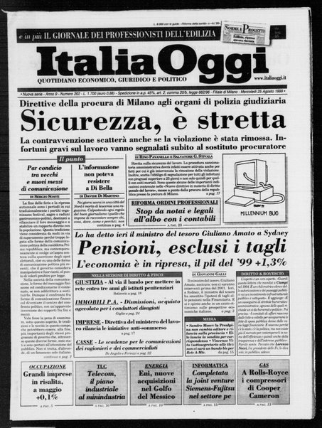 Italia oggi : quotidiano di economia finanza e politica